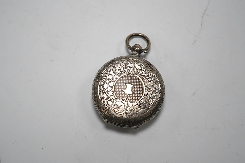 A group of assorted small silverware including inkwell, owl bookmark, scent flask, pepperette, thimble etc. Condition - poor to fair